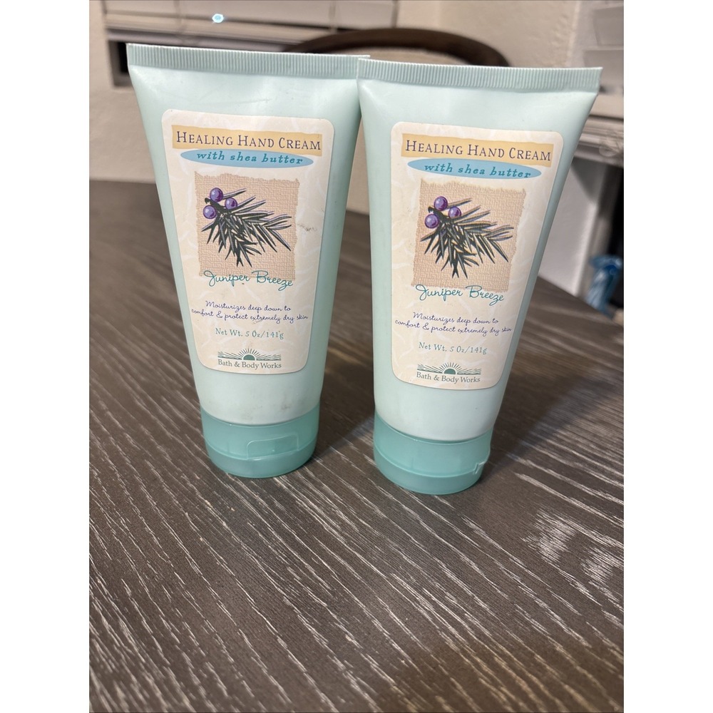 Vintage Bath & Body Works Healing Hand Cream Scent Juniper Breeze 5oz Lot Of 2‎